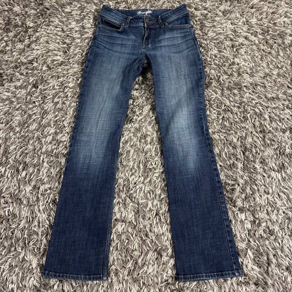 Wrangler Womens Boot Cut Jeans Dark Wash Blue Denim Mid Rise Size 29x33